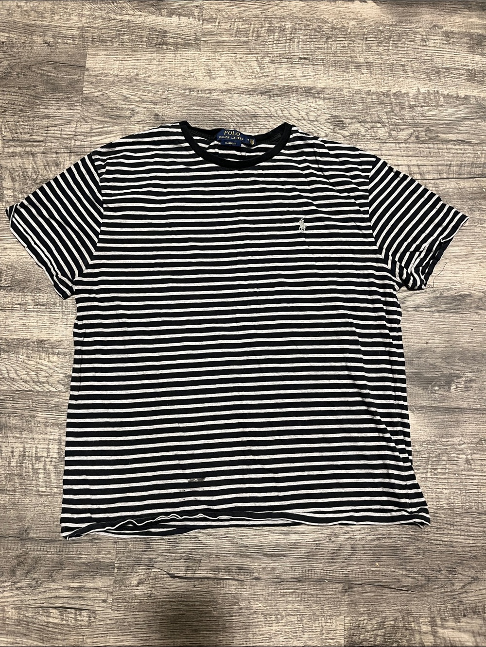 Polo by Ralph Lauren Black & White Striped Crew Tee